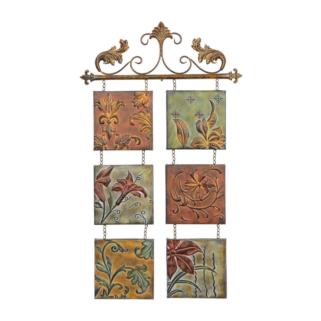 Brown Wrought Iron Traditional Floral Wall Decor